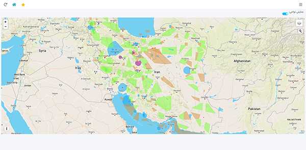 نمایی از نرم افزار و اپلیکیشن حریم های هوایی و مناطق پروازی