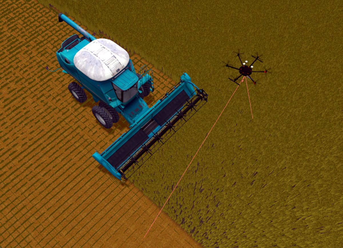 فرآیند برداشت خودکار با وسیله نقلیه هوایی بدون سرنشین (UAV) در حالت تشخیص موانع.